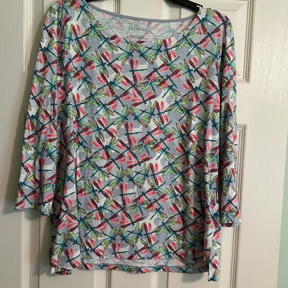 Talbots print 3/4 length sleeve top - Picture 1 of 5